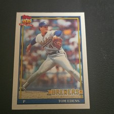 Topps 1991 Tom Edens Milwaukee Brewers #118 Rookie 40 Years Baseball Card. rookie card picture