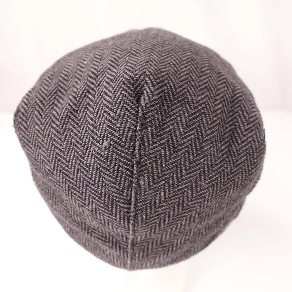 Gorra plana con patrón de espiga gris de mezcla de lana para niños Foto 3 de 4