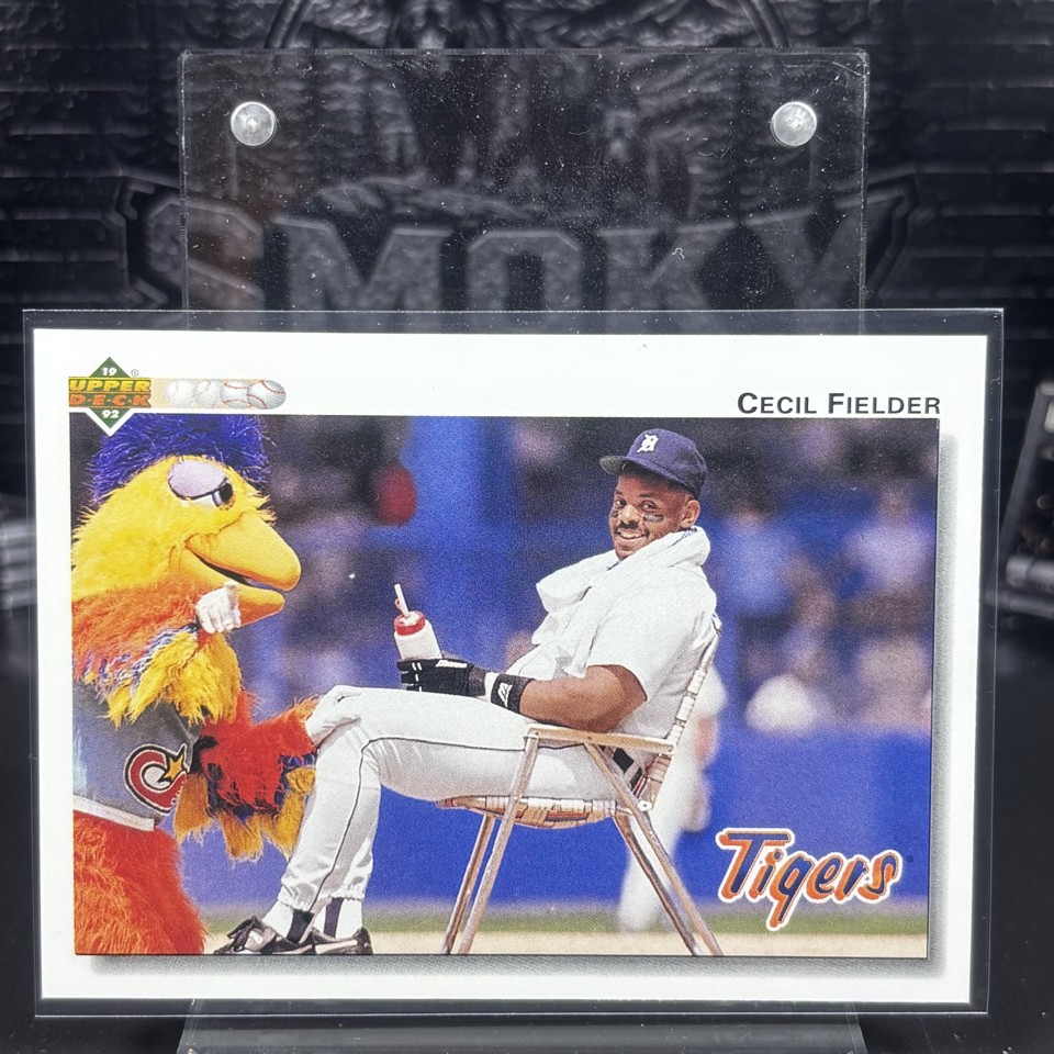 1992 Upper Deck - Cecil Fielder #255 Sitting with the San Diego Chicken