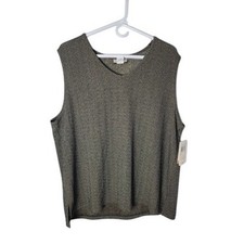 Notations Woman Taupe Marled V-Neck Sleeveless Knit Top 2X Made in USA 36463-00