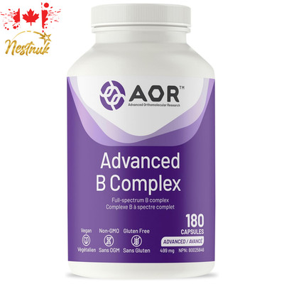 AOR Advanced B Complex 180 Capsules   Full B Vitamin Blend   Vegan   Canada