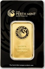 The Perth Mint 50 g 99.99 Fine Gold Bar Australia 50 g Precious Metal Content 3110.35 per troy oz