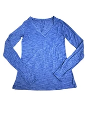 Lululemon V-Neck Long Sleeve Top Size 4 Women’s Lightweight Blue Soft #FF4-0
