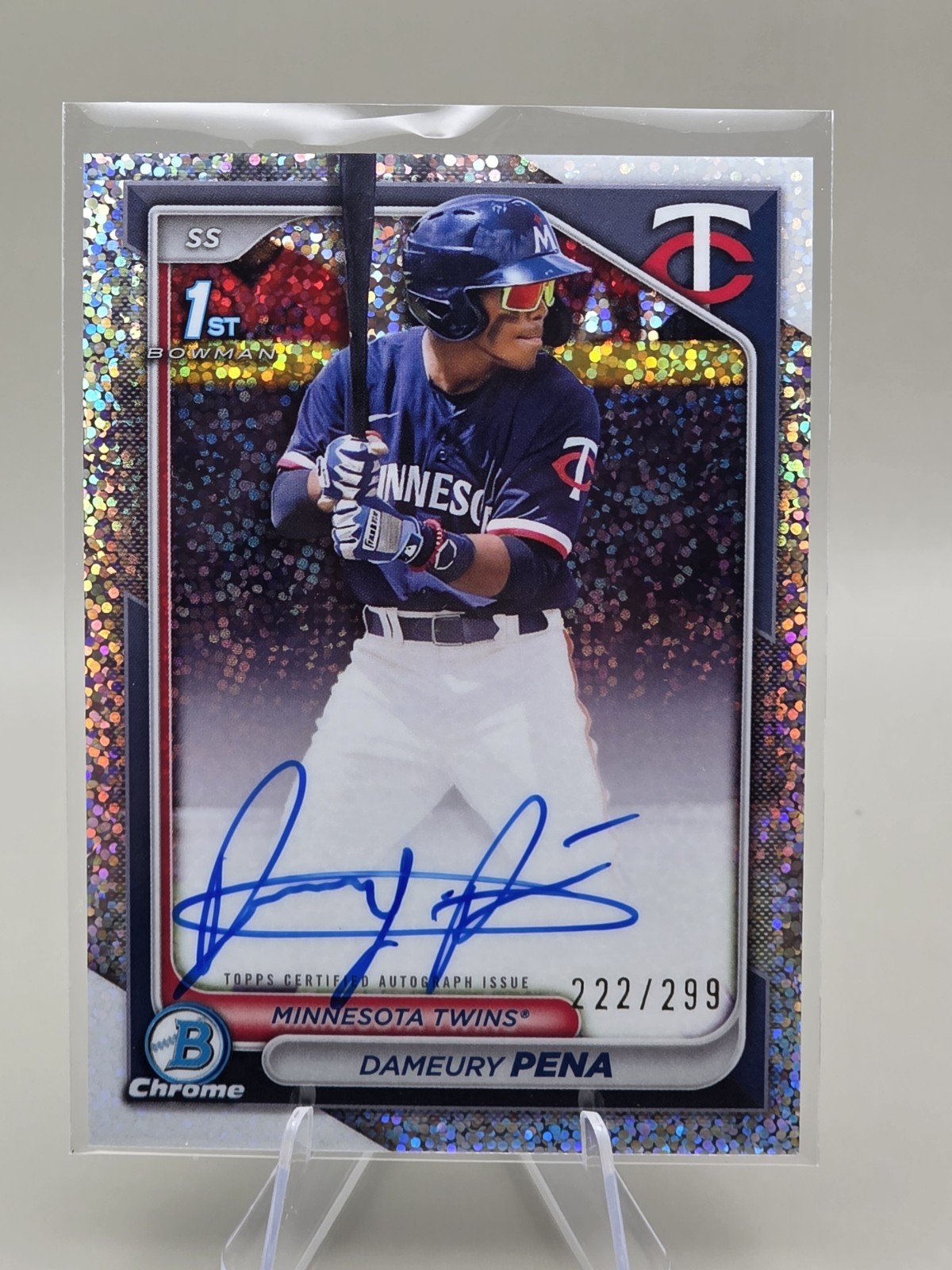 2024 Bowman Chrome Dameury Pena Silver Speckle Refractor Bowman 1st Auto /299
