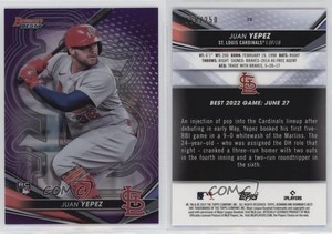 2022 Bowman's Best Purple Refractor /250 Juan Yepez #15 Rookie RC