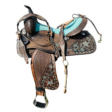 Handmade Western Horse Saddle Leather Barrel Racing Tooled Trail Tack Equestrian