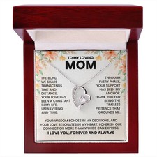 To My Loving Mom Forever Love Necklace   Heartfelt Gift for Mom with Message Car