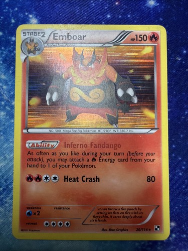 EMBOAR 20/114 REVERSE HOLO POKEMON BLACK & WHITE BASE SET