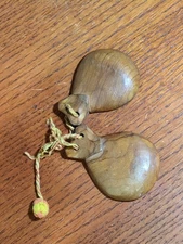 Castanets Hand-Carved Handmade Wood Castañuelas Flamenco VTG Hand Percussion