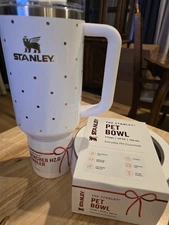 NEW Stanley X Target Frost Polka Dot 40oz Tumbler & 24 Oz Pet Bowl Set HOLIDAY 