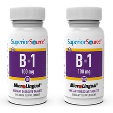 Superior Source Vitamin B1 Thiamin , 100 mg, Under The 100 Count Pack of 2 