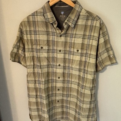 Kuhl Button Down Shirt Mens Large Multi Plaid Short Sleeve Linen Blend Outdoor
