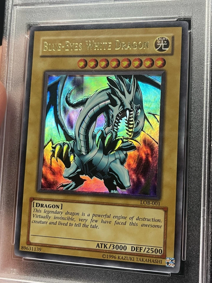 PSA 8 Blue-Eyes White Dragon LOB-001 Original Print Yugioh Misprint Foil Shift - Image 3 of 4