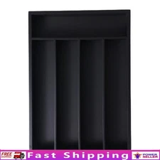 Bamboo Silverware Organizer W/ 5 Compartments Kitchen Drawer Storage Solution US