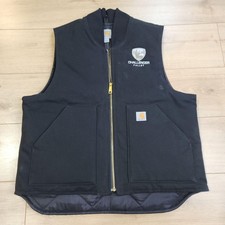 Carhartt V01 Vest Mens Large Black Firm Duck Canvas Quilted Workwear Logo