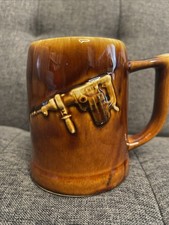 SKIL Tools Embossed Power Drill Advertising 16oz Drip Glaze Brown Beer Mug