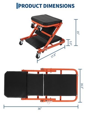 330 LBS Automotive Mechanic Repair Under Car Rolling Creeper Seat Garage Creeper