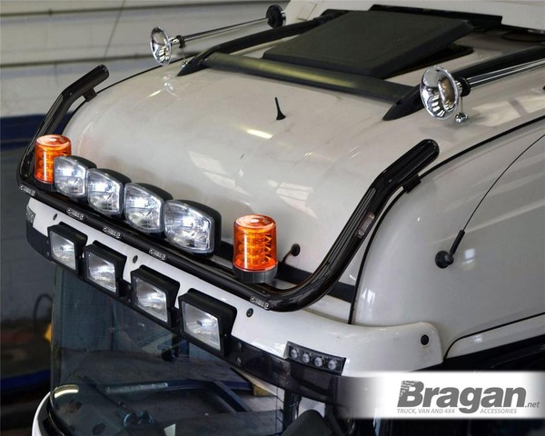 DachträGer Mit Spots LED Amber Beacon Hupen FüR Scania 17+ RS Normal Cab Black-image