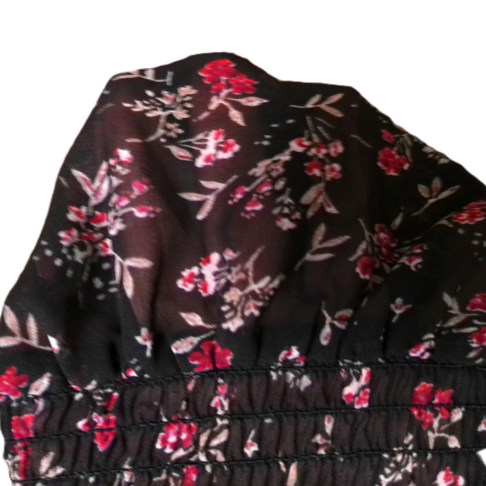 VETEMENTS Maxi Abito XL Nero Floreale Trasparente Chiffon Manica Lunga Scollo a V