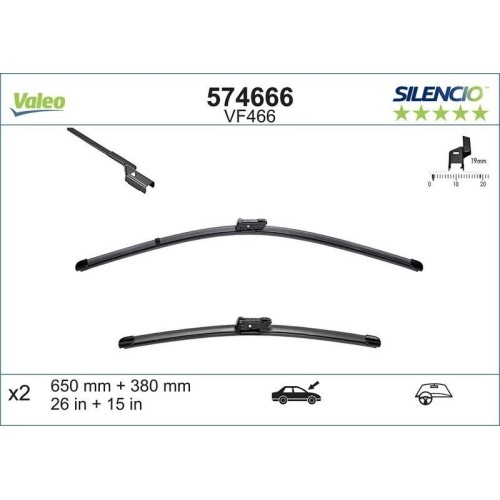 Wischblatt Valeo 574666 Silencio Flat Blade Set FüR Ford Mercedes Benz Vorne-image