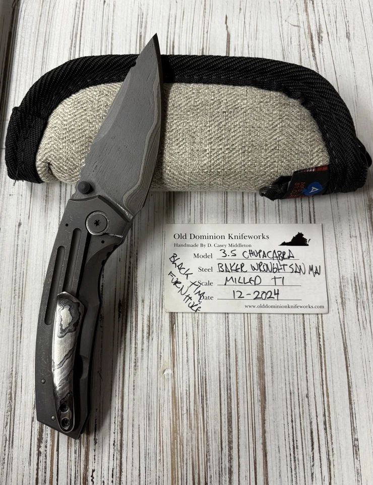 Old Dominion Knife Works Chupacabra 3.5 Baker Wrought San Mai Milled Ti Scales - Imagem 2 de 4