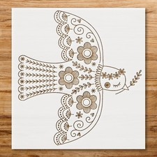 Whimsical Bird with Floral Patterns Wall Art Reusable Stencil - StencilAir