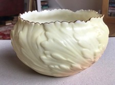 Antique Royal Worcester Locke & Co Blush Ivory Bowl Leaf Pattern .