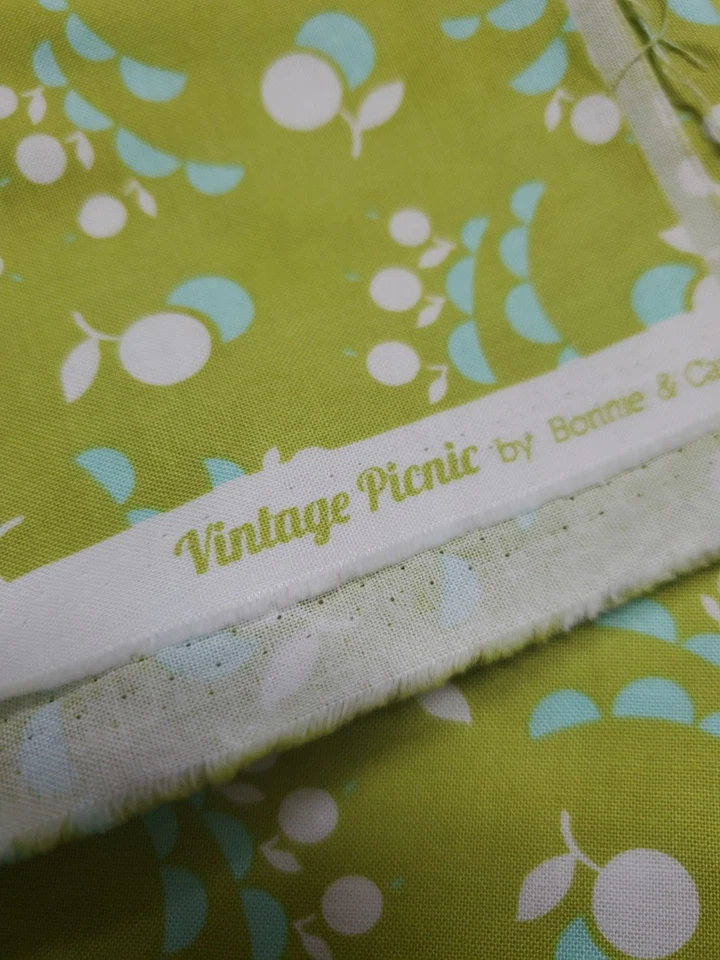 Bonnie & Camille Fabric Vintage Picnic Moda Polka Dot Green Sew Quilt ONE YARD - Image 2 of 2