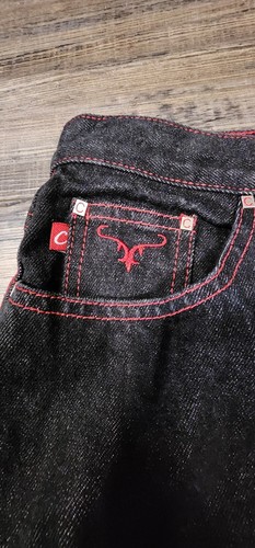 Crest Black Denim W/ Red Accents Long Skirt With A Back Slit Y2K 2055 - Picture 14 of 15