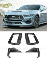 DRY CARBON FIBER Front Upper Lower Side Grille Inserts For 24-Up Ford Mustang GT