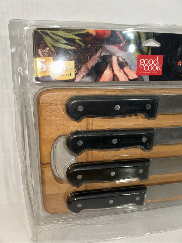 Juego de cuchillos y tablas de cortar Good Cook Steak House de 5 piezas nuevo con etiquetas Foto 2 de 4