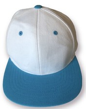VIntage Lids Blank SNAPBACK BASEBALL CAP HAT Color White/Teal Adjustable Mint