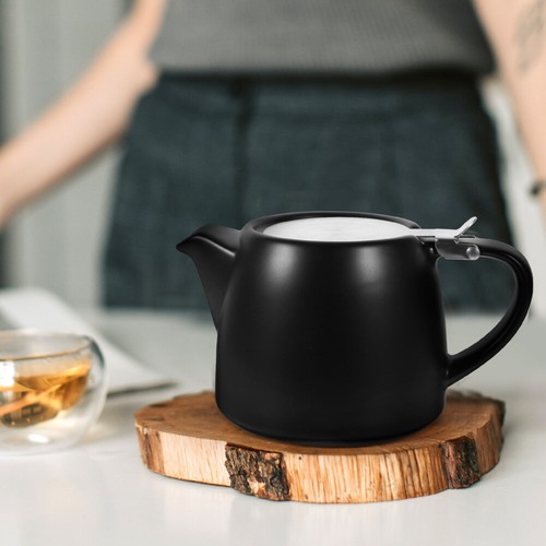 Ceramic Tea Pot with Metal Strainer Kitchen Tea Pot for Loose Tea Flower Tea