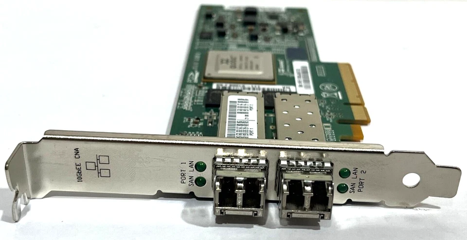 QLogic QLE8152 Dual Port 10GbE SFP+ PCIe Converged Network Card w/ 2x 10Gb SFPs - Image 2 of 4
