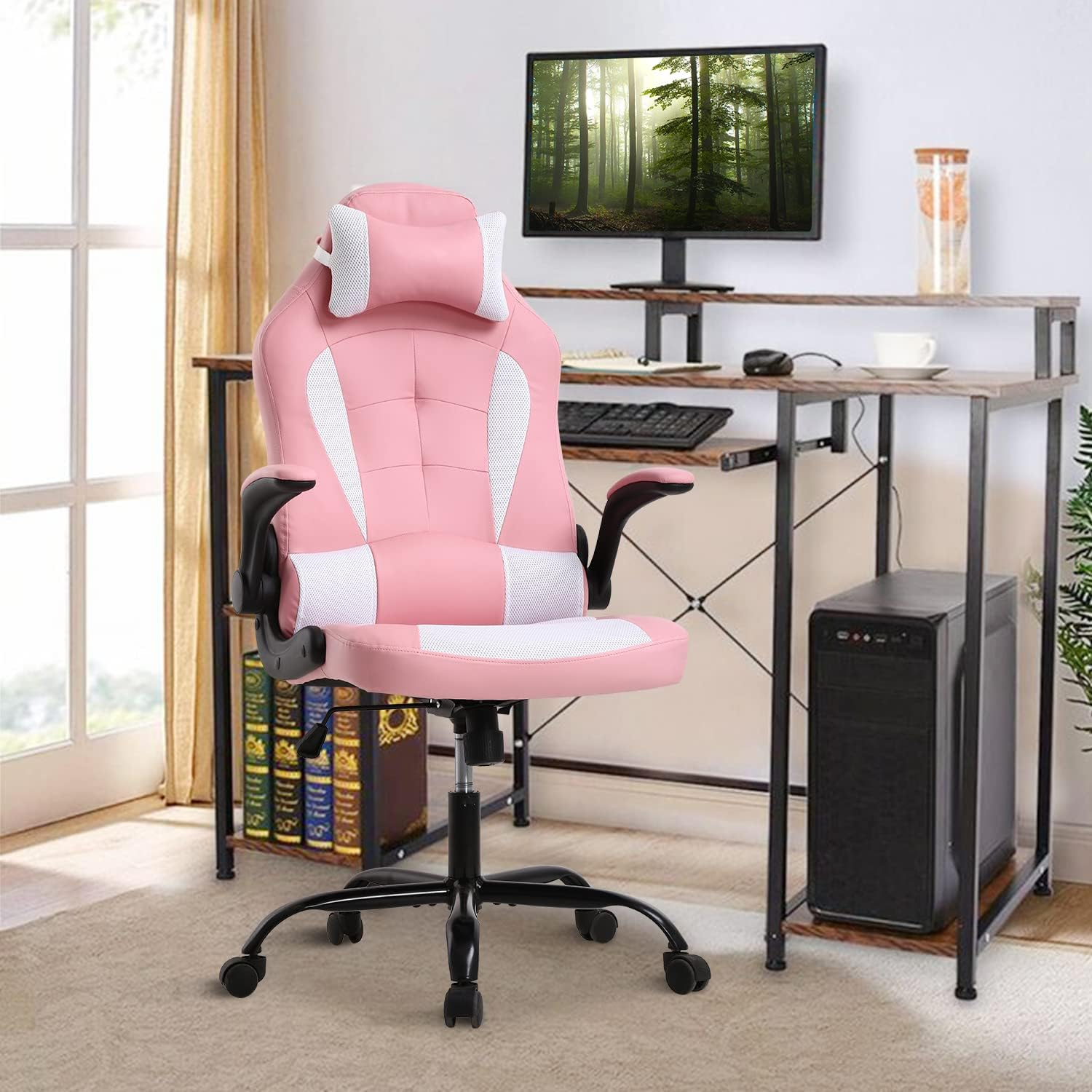 Ergonomic PU Leather Gaming Chair for PC Gamers - Comfortable Support-image