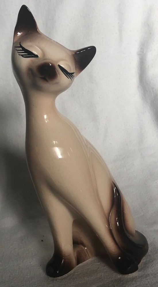 Vintage 7” SIAMESE CAT figurine figure with JAPAN sticker