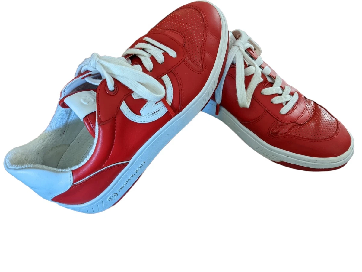 Michael Kors sneakers gertie lace up LEATHER US 7.5 RED pre owned