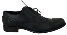 DOLCE & GABBANA Shoes Dark Blue Leather Wingtip Oxford Dress EU40 / US7 RRP $960