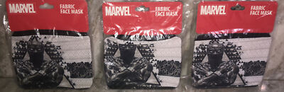 Black Panther Marvel Adult Lot Of 3 Fabric Face Masks Black/White-NEW-SHIP N24HR