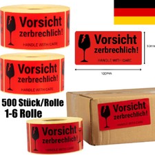 100 x 50 mm VORSICHT ZERBRECHLICH Aufkleber E...