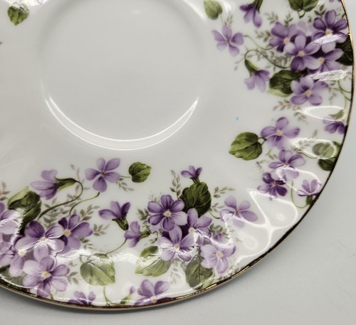 Vintage Mismatched Purple Violet Floral Teacup Saucer Fine Bone China Radfords - Picture 10 of 15
