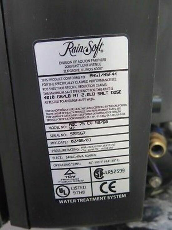 Rainsoft Gold Series Water Treatment System Model AQC 75 CV and Model