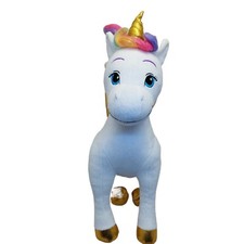 Barbie Dreamtopia Rainbow Unicorn Plush Stuffed White gold Mane needs attent 16"