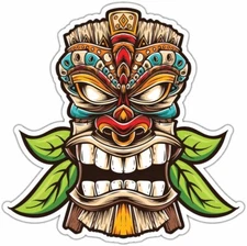 Tiki Mask Bar Tropical Cocktail Drinks Car Bumper Vinyl Sticker Decal 4.6" s1