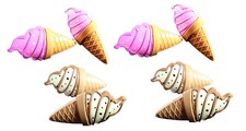 4 Set 8 Ct 2X White Ice Cream / 2X Pink Ice Cream Beach Towel Clips