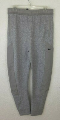 Reebok Mens Training Supply Knit-Woven Joggers Medium Grey Heather