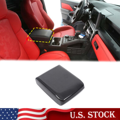 Black ABS Carbon Fiber Central Console Armrest Box Cover For Toyota Tacoma 2024+