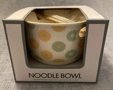 Room 2 Room Noodle Bowl White With Multi Colored Flowers
