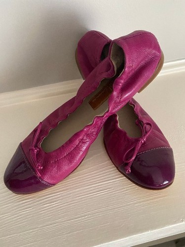 AGL Attilio Giusti Leombruni Raspberry Pink Leather Ballet Flats Size 37 New - Picture 2 of 12