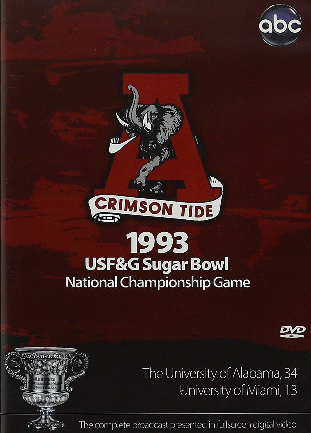 1993 Sugar Bowl Alabama Vs. Miami (DVD) Alabama Crimson Tide
